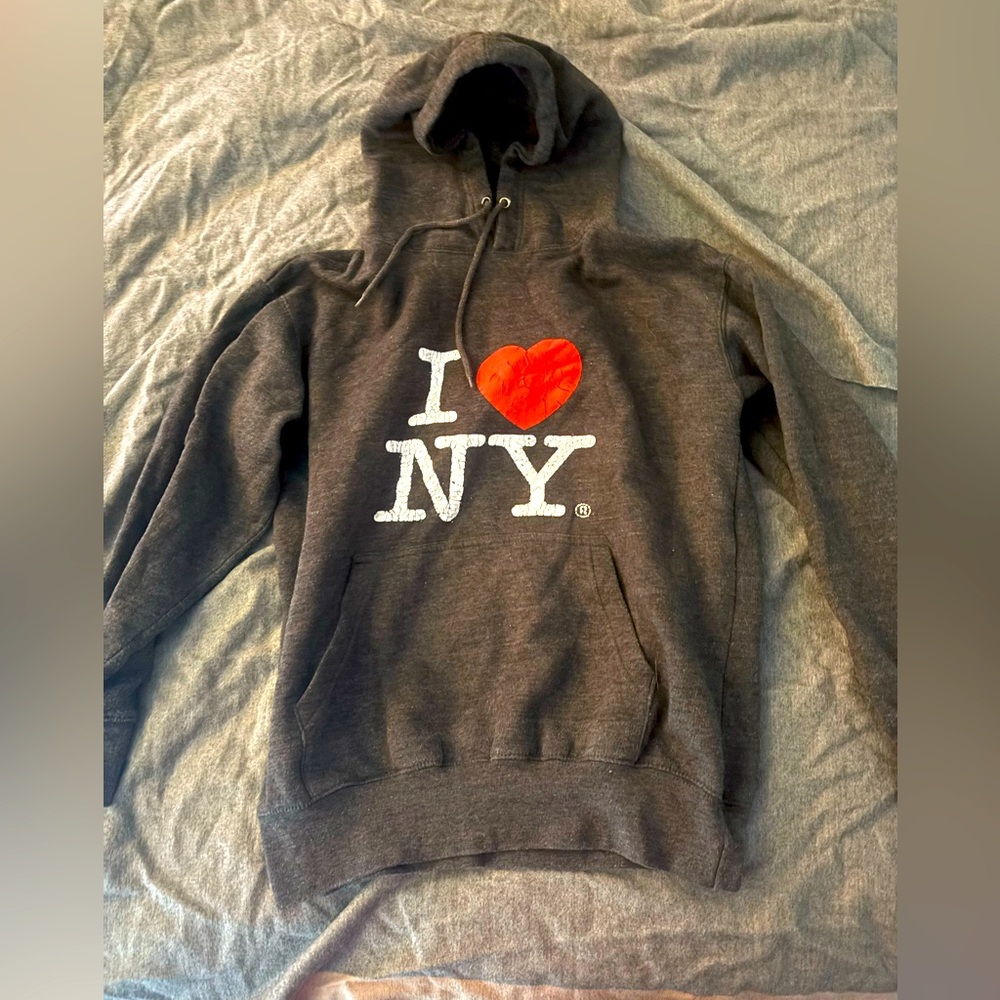 Vintage I ❤️ New York hooded sweatshirt gray with pocket size M